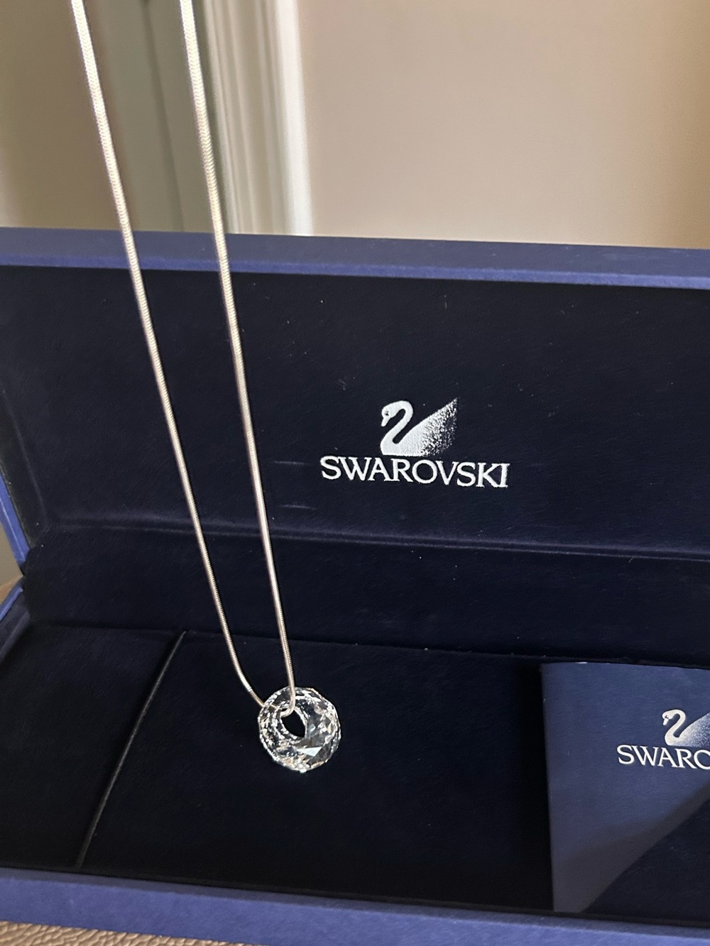 Swarovski Clear Faceted Crystal Sculptural Pendant Necklace